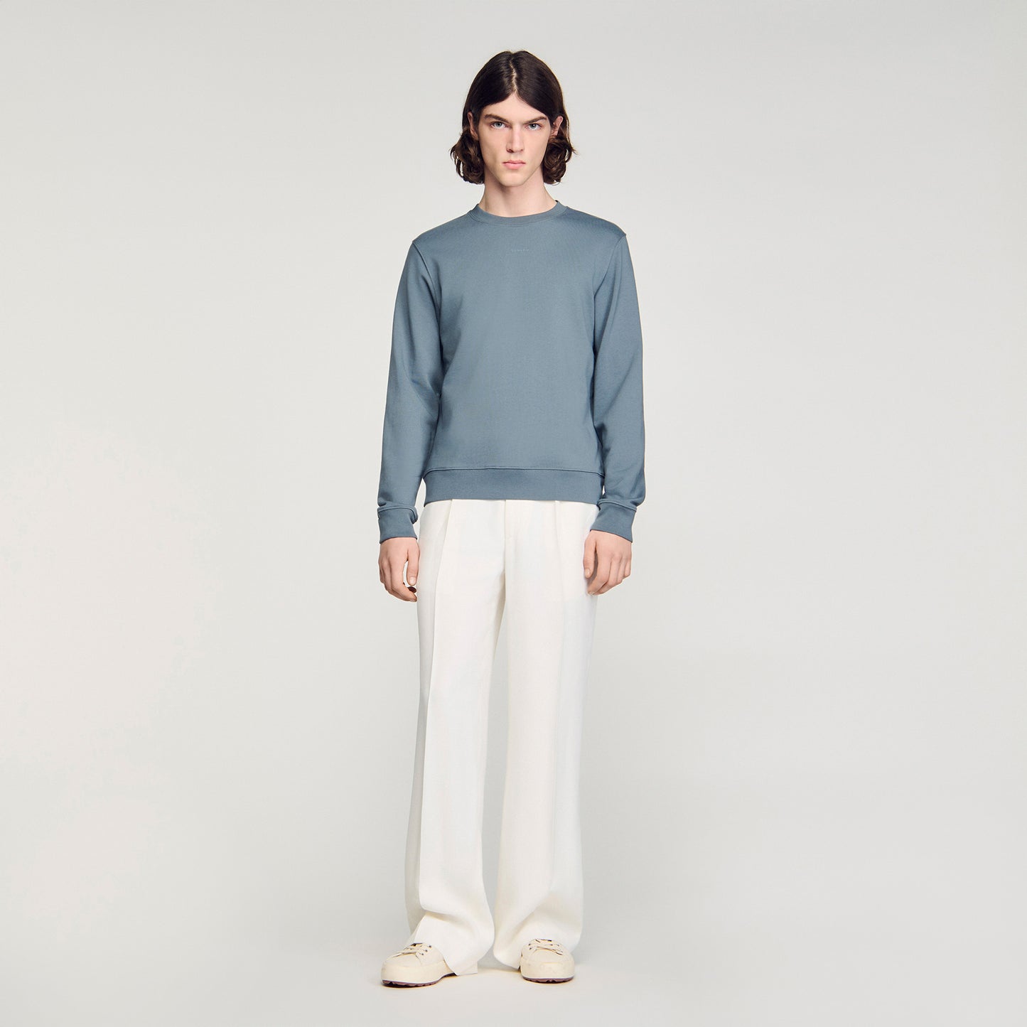 Sandro Logo Crewneck Logo Sweatshirt Grey / Blu