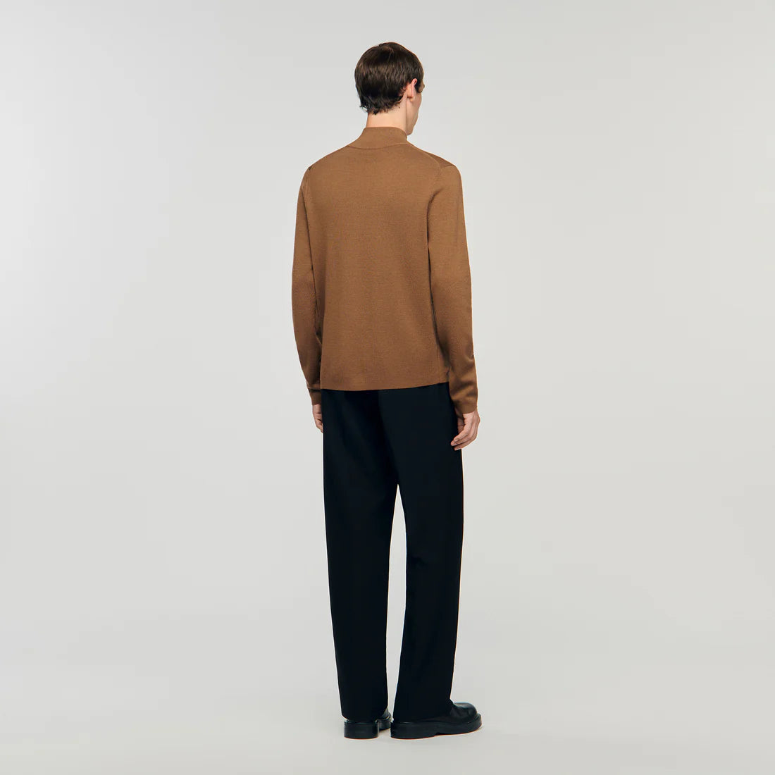 Zip Sweater Wool Jumper With Zip Collar Beige