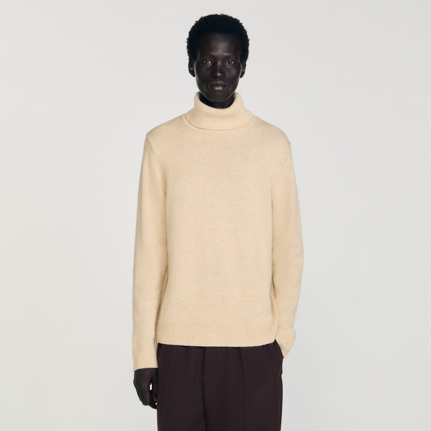 Yak Wool And Cashmere Turtleneck Jumper Beige