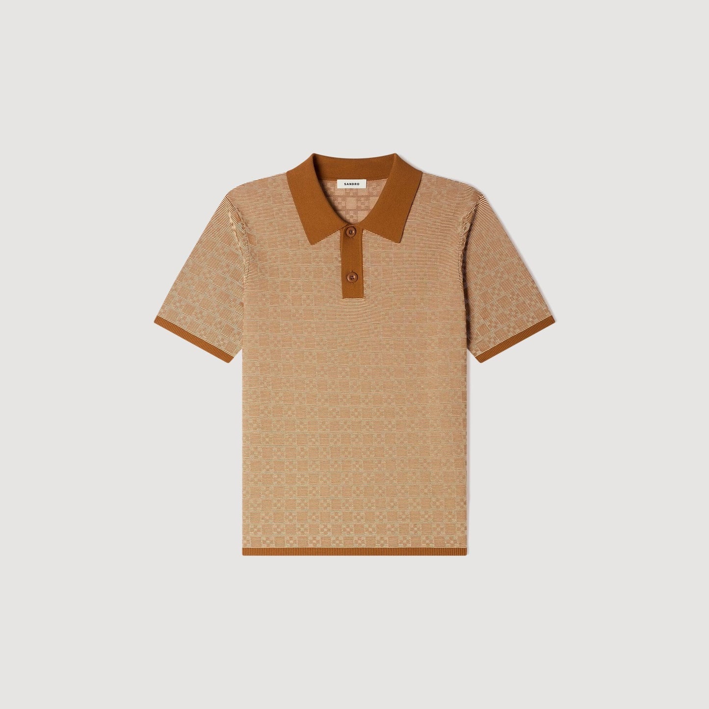 Cross Knit Polo Square Cross Polo Shirt Camel