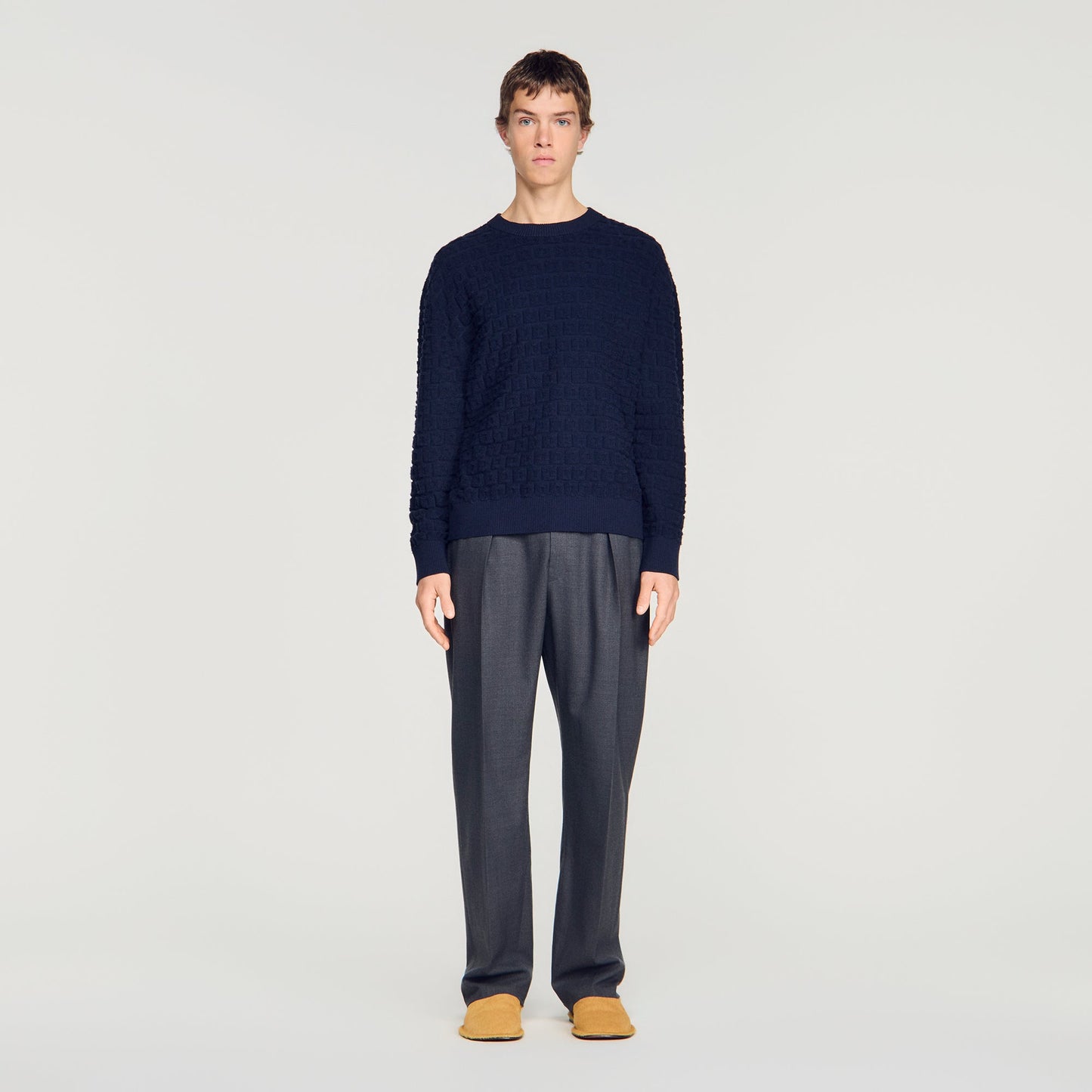 Sponge Crewneck Knit Jumper Navy Blue