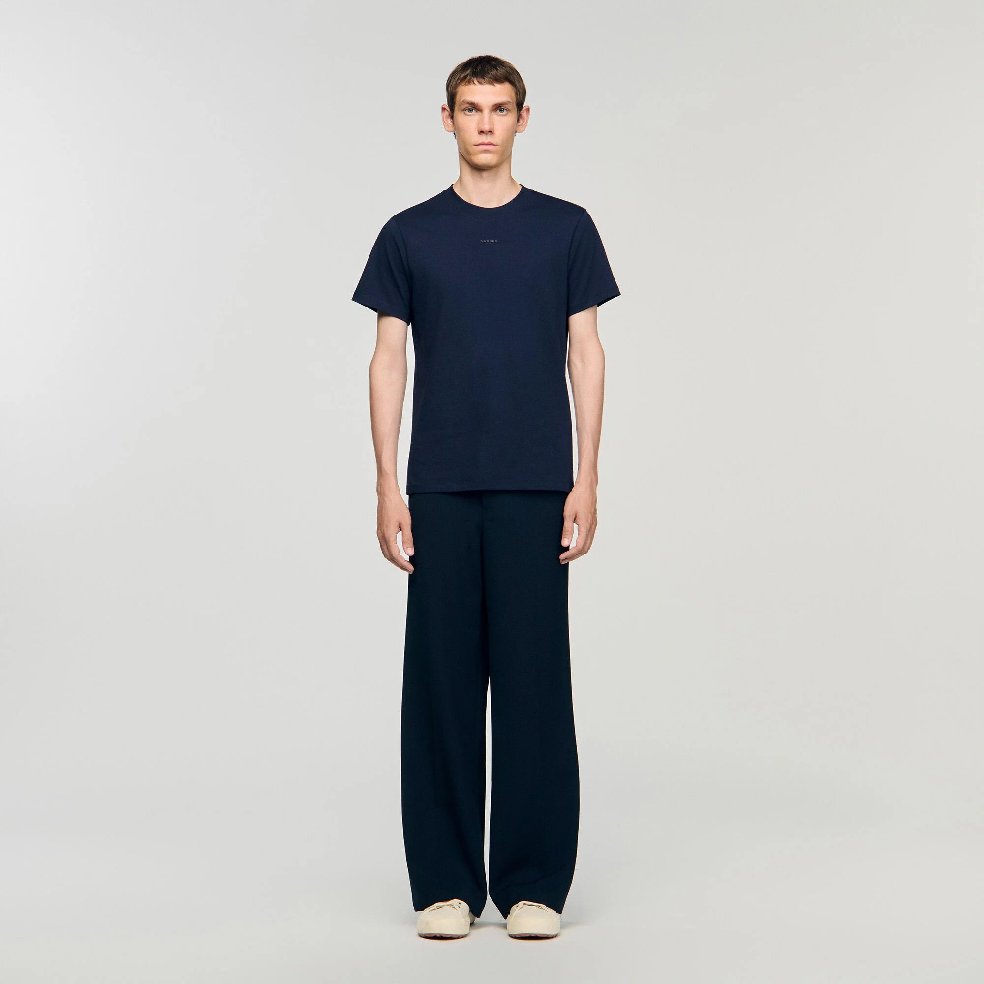 Rubber Sandro Tee Cotton T-Shirt With Logo Midnight Blue