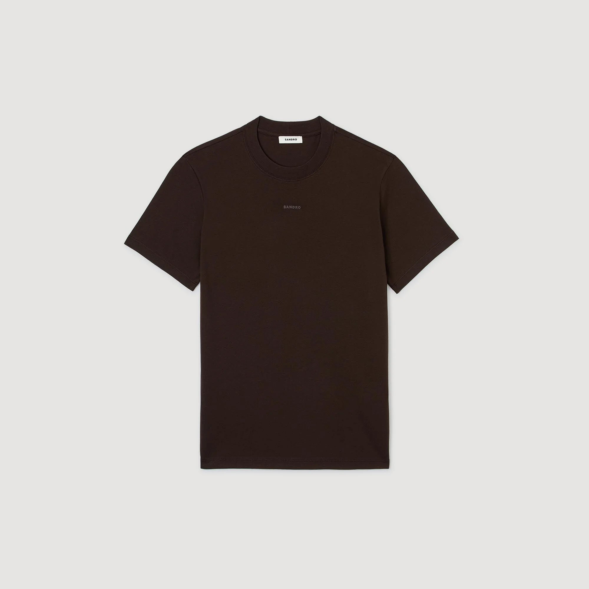 Rubber Sandro Tee Cotton T-Shirt With Logo Chocolate