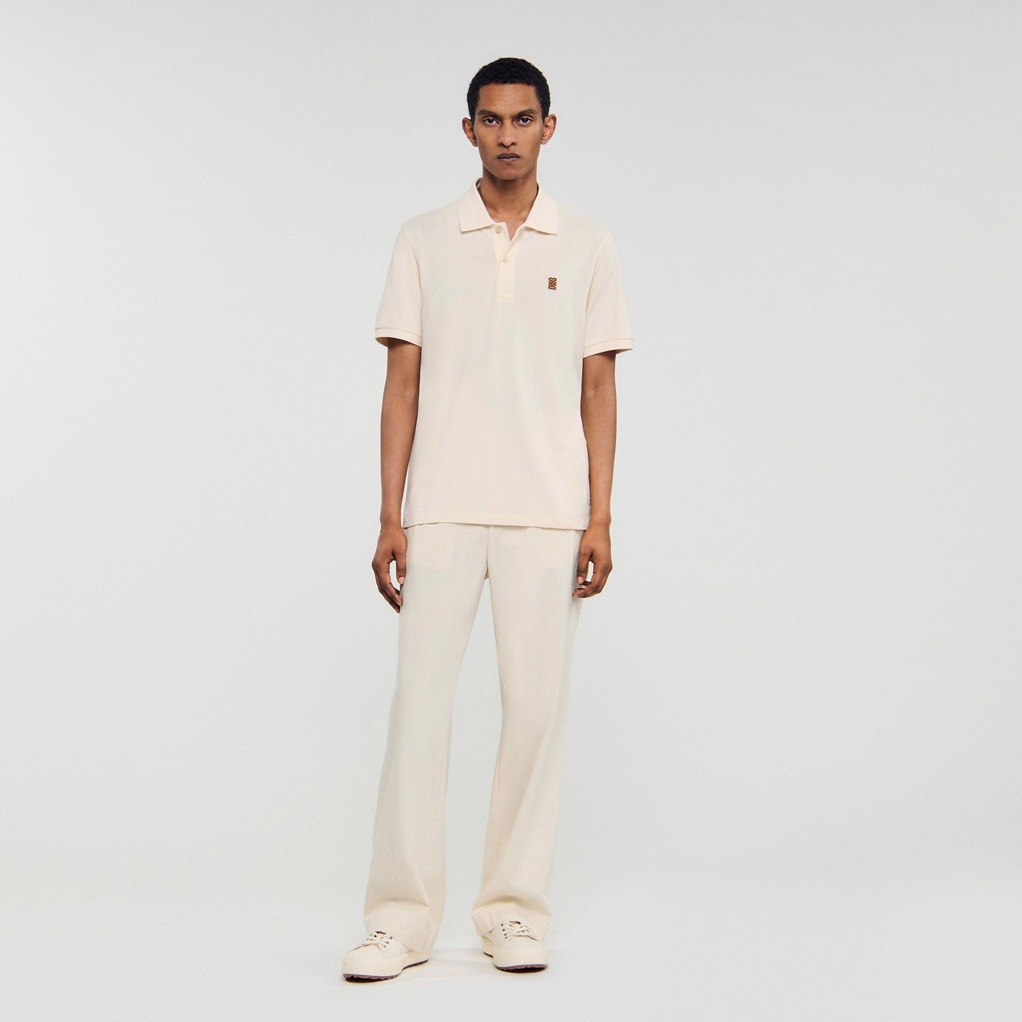 Polo Patch 4S Polo Shirt With Leather Logo Butter Cream