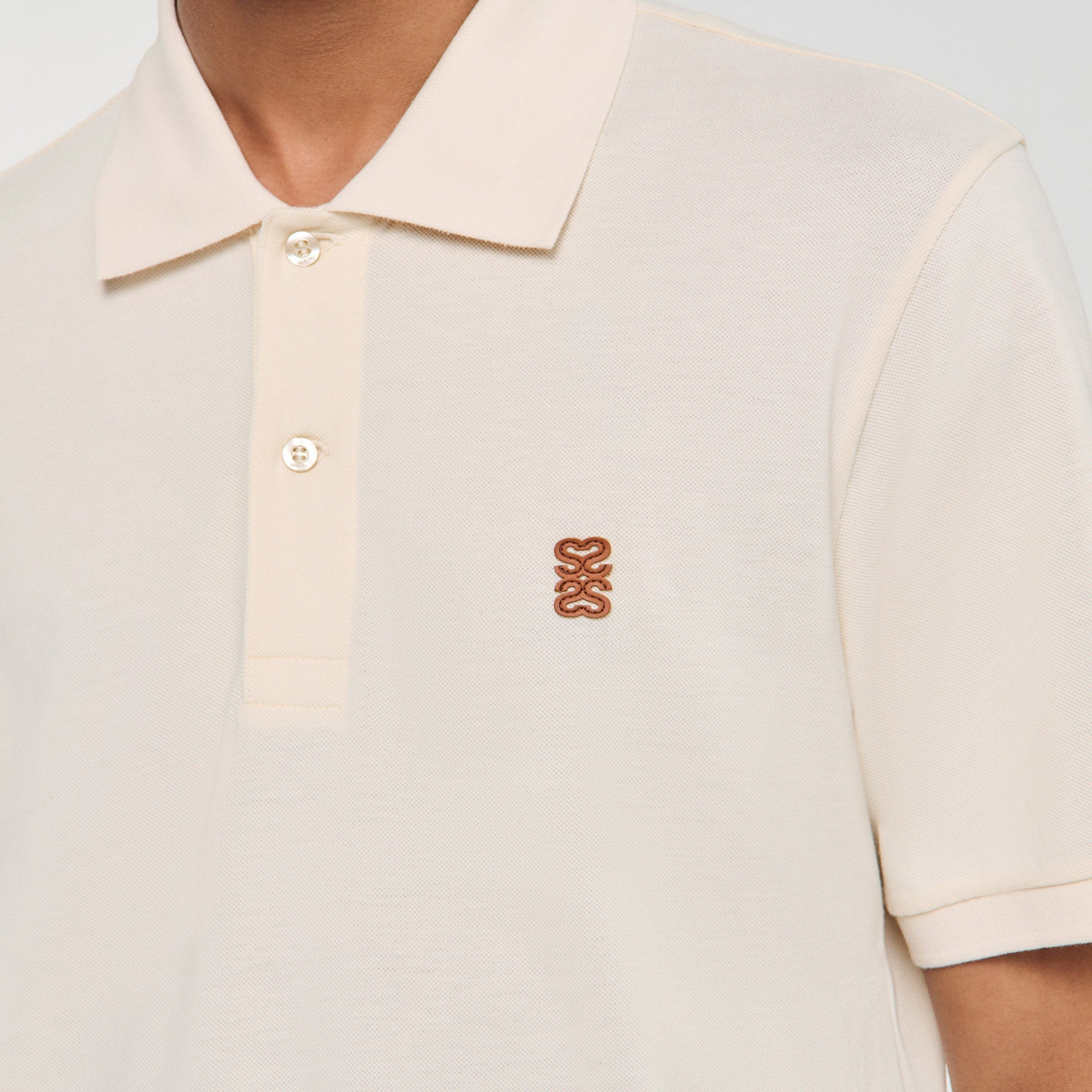 Polo Patch 4S Polo Shirt With Leather Logo Butter Cream