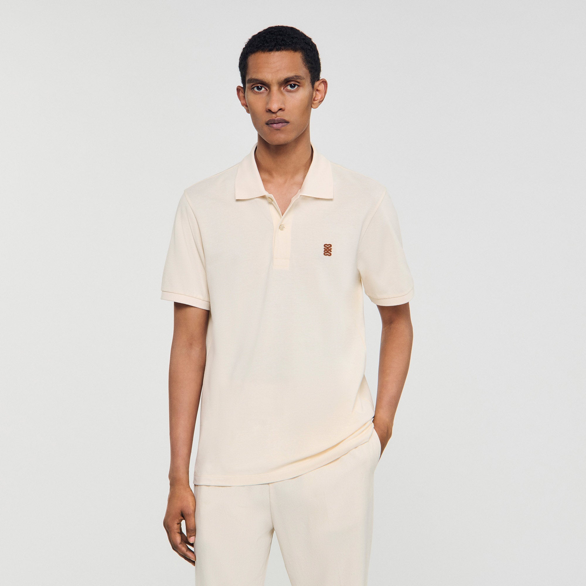 Polo Patch 4S Polo Shirt With Leather Logo Butter Cream
