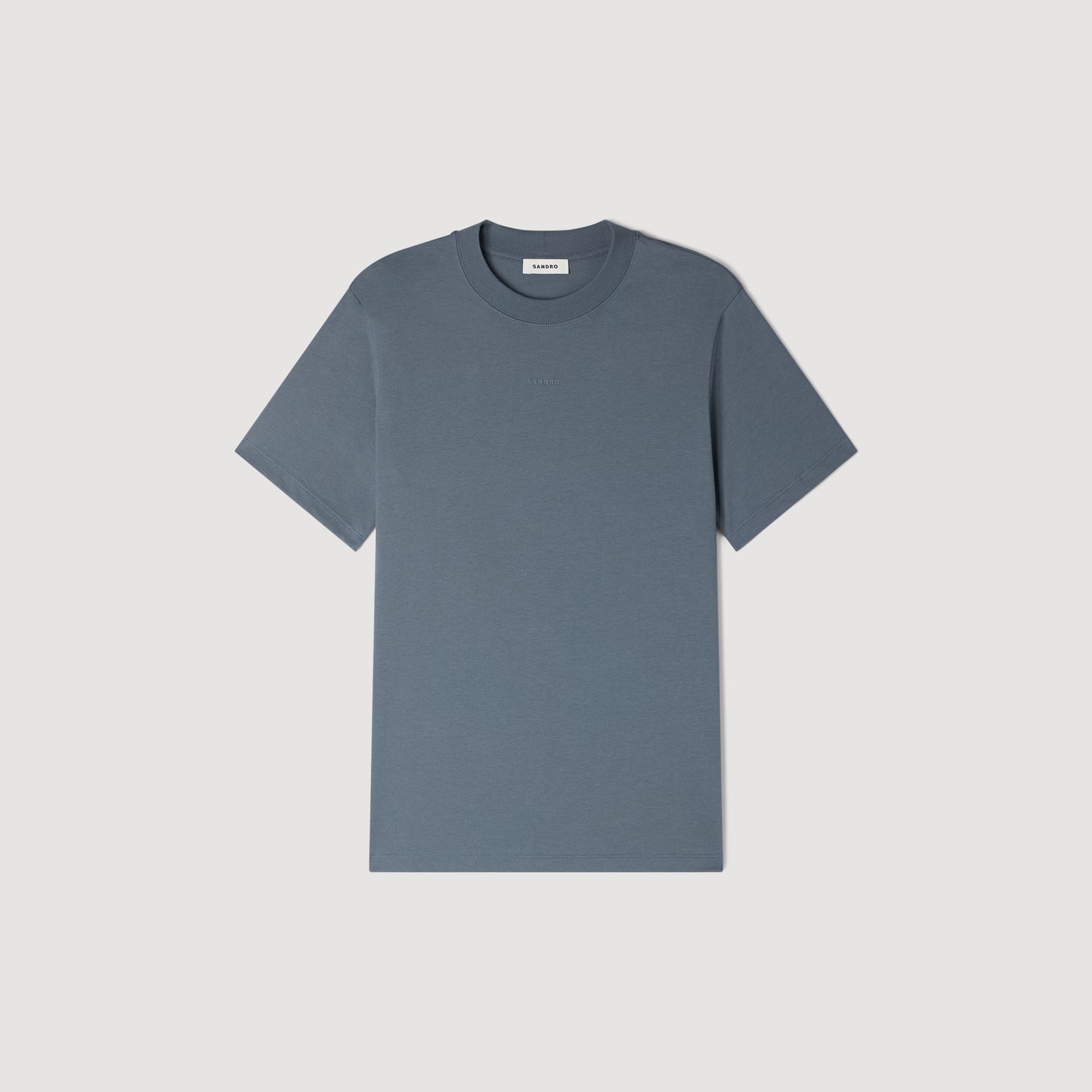 Sandro Logo Tee Cotton T-Shirt Grey / Blu
