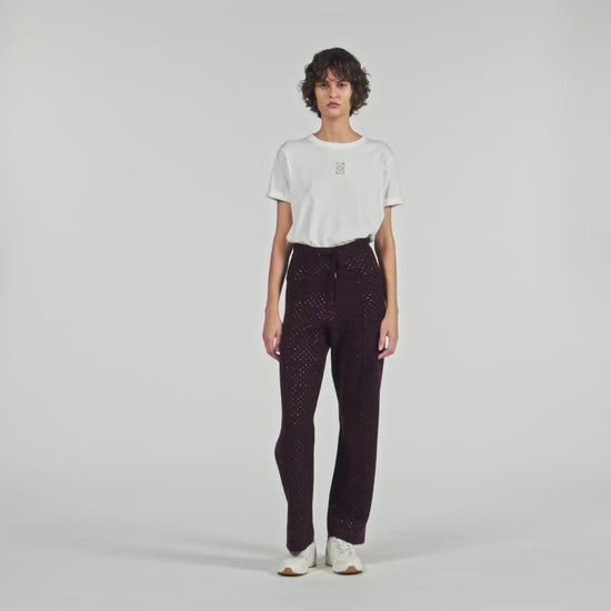 Vadim Knit Rhinestone-Covered Trousers Purple