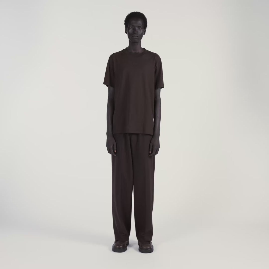 Rubber Sandro Tee Cotton T-Shirt With Logo Chocolate