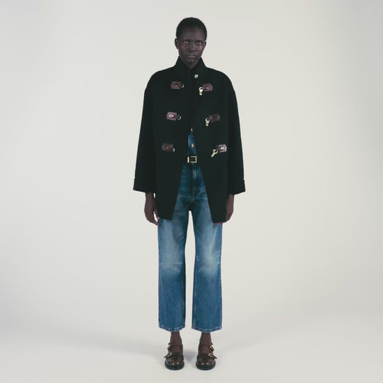 Souverain Oversized Pea Coat Black