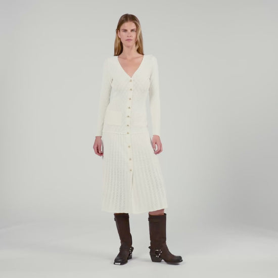 Sabah Fancy Knit Maxi Dress Ecru