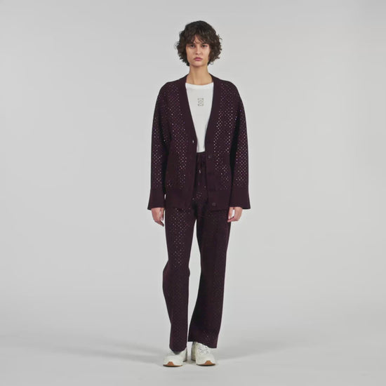 Vaddy Long Rhinestone Cardigan Purple
