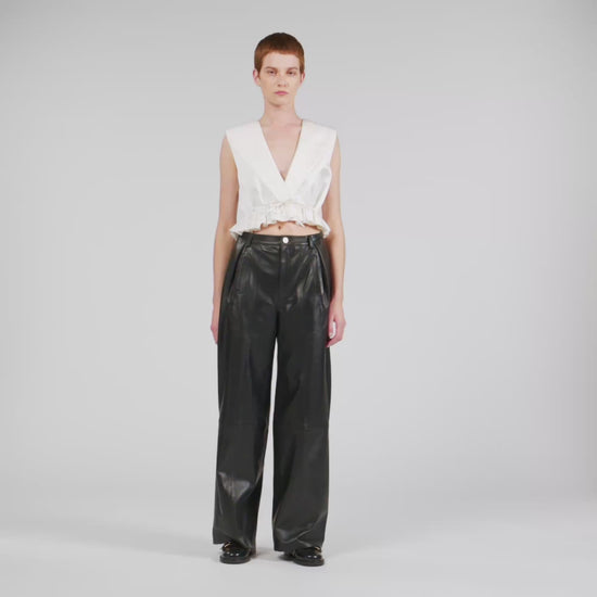 Anatole Ruffled Crop Top Ecru