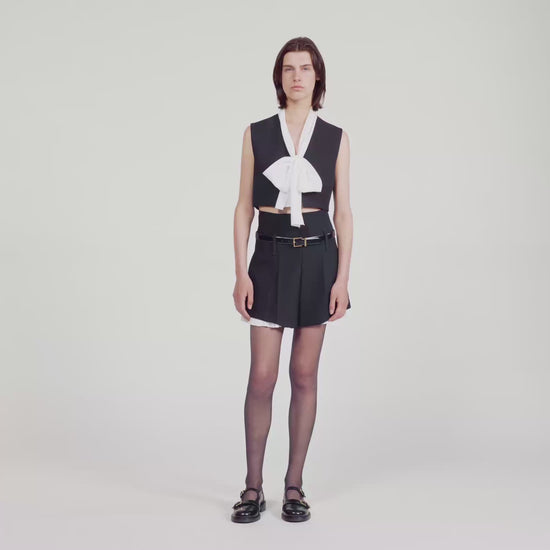 Serene Bow Neck Crop Top Black
