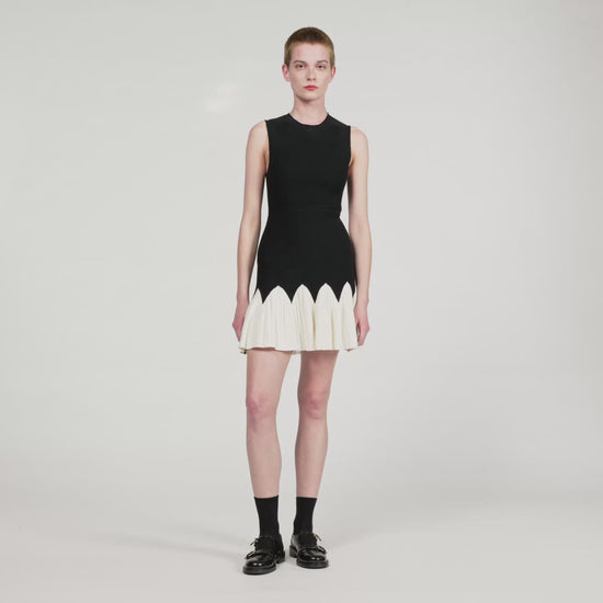 Cassie Two-Tone Short Knit Dress Black / Ecru