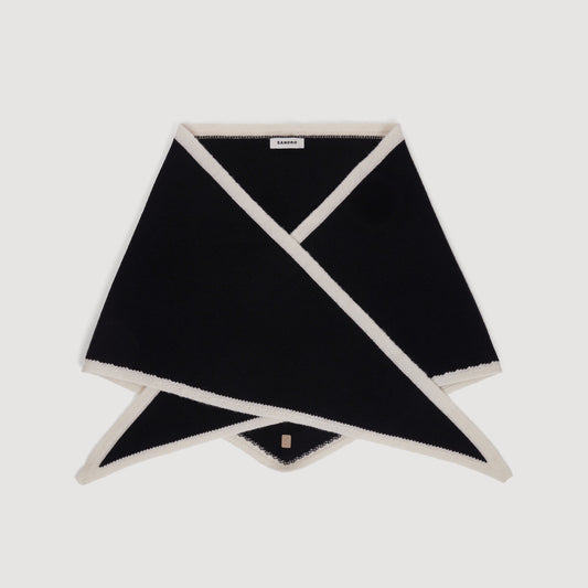 Louane Two-Tone Wool Triangle Scarf Black / Ecru