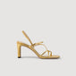 Faye Gold Embossed Leather Sandals Gold