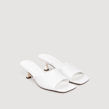 Lovely Heeled Leather Sandals White