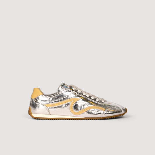 Lightwave Metallic Leather Trainers Silver