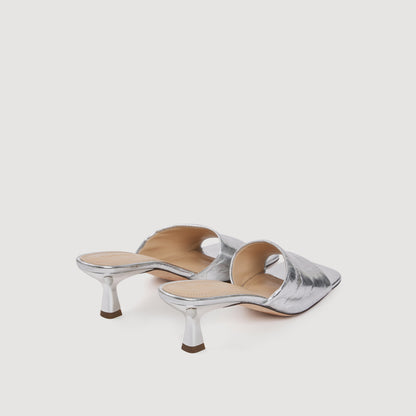 Lovely Metallic Leather Mules Silver