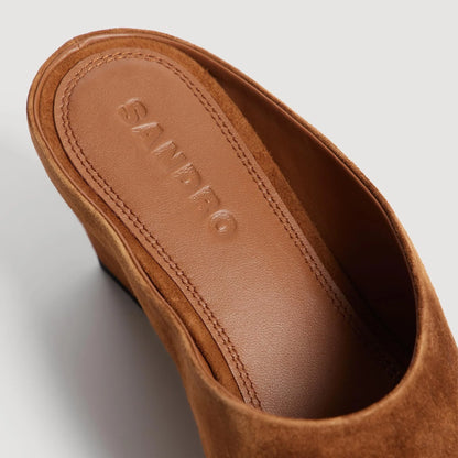 Leia Suede Wedge Sandals Brown