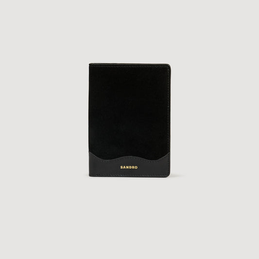 Jet-Lag Leather And Suede Passport Case Black
