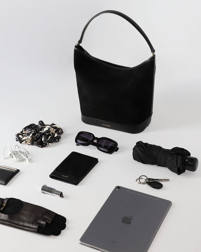 Tangoso Soft Suede Shopping Bag Black