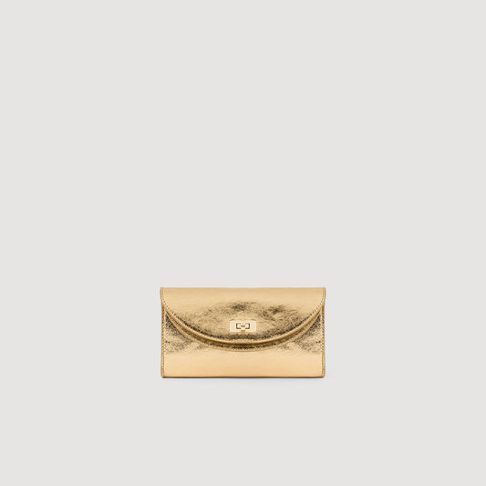 Le Mambo Pocket Mambo Metallic Leather Clutch Gold