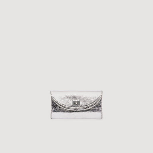 Le Mambo Pocket Mambo Leather Clutch Silver