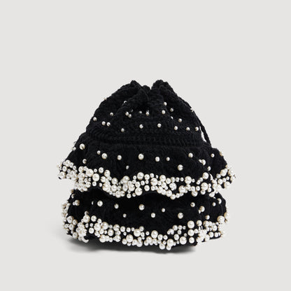 Chlo Beaded Knit Bag Black