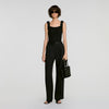 Venise Knit bodysuit with beaded flowers Black