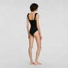 Venise Knit bodysuit with beaded flowers Black