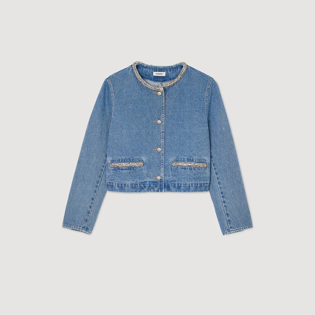 Erzelia Rhinestone Denim Jacket Blue Jean