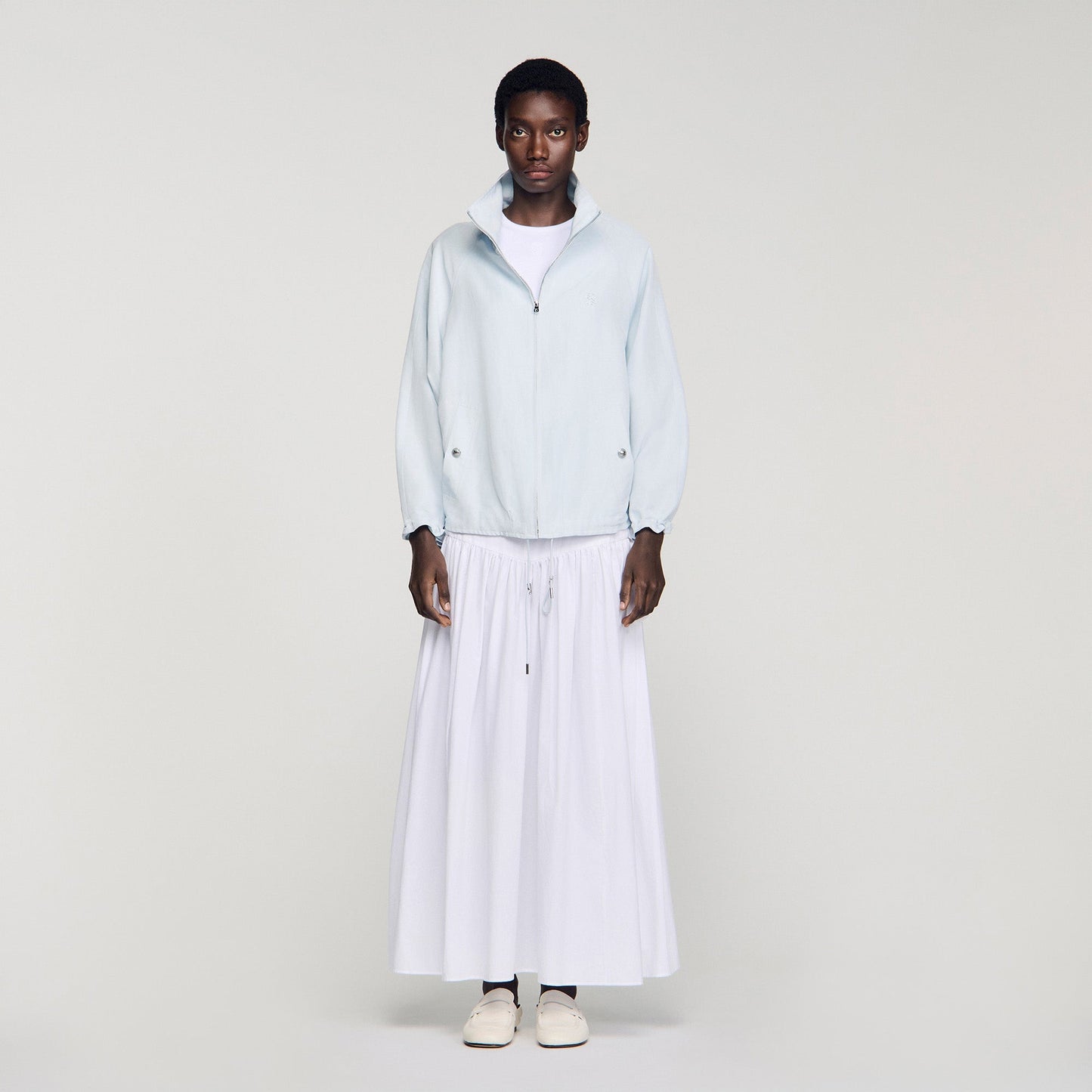 Jayn Embroidered Collar Oversized Jacket Sky Blue