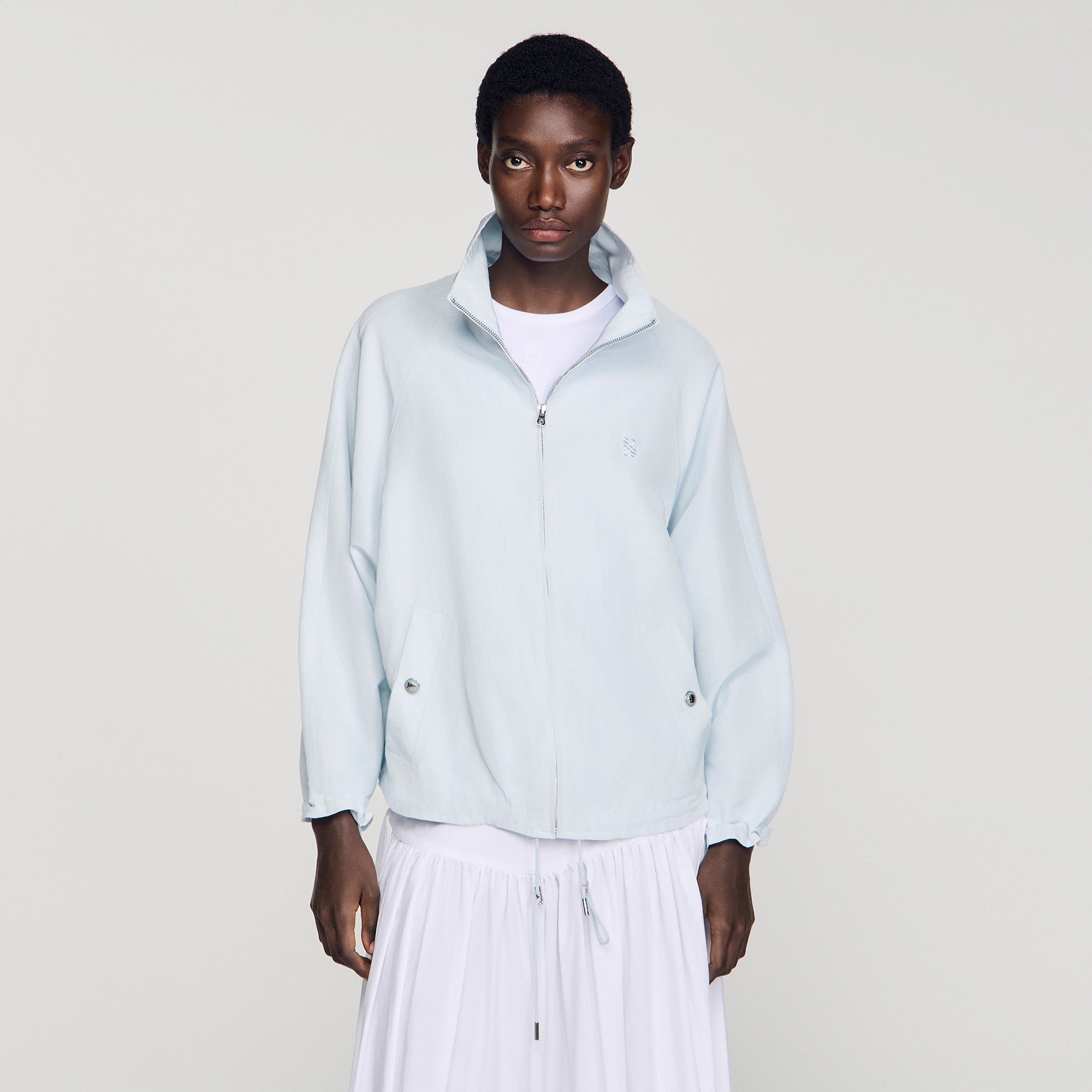 Jayn Embroidered Collar Oversized Jacket Sky Blue