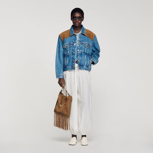 Colorado Denim And Suede Jacket Light Blue Jean