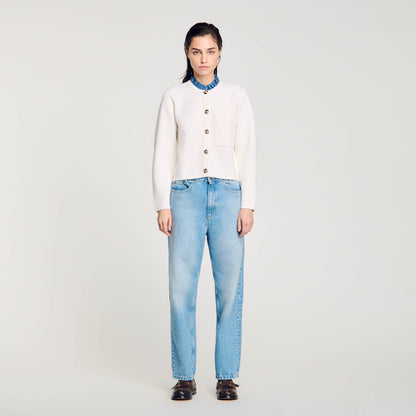High-Neck Cardigan Ecru