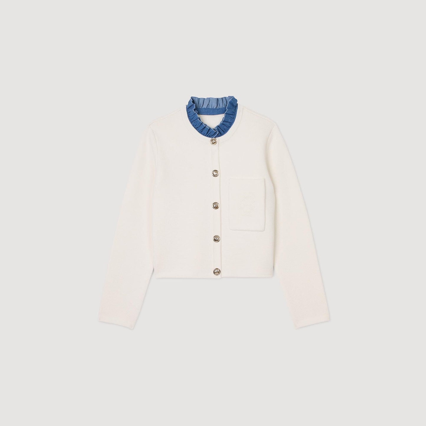 High-Neck Cardigan Ecru