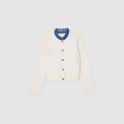 High-Neck Cardigan Ecru