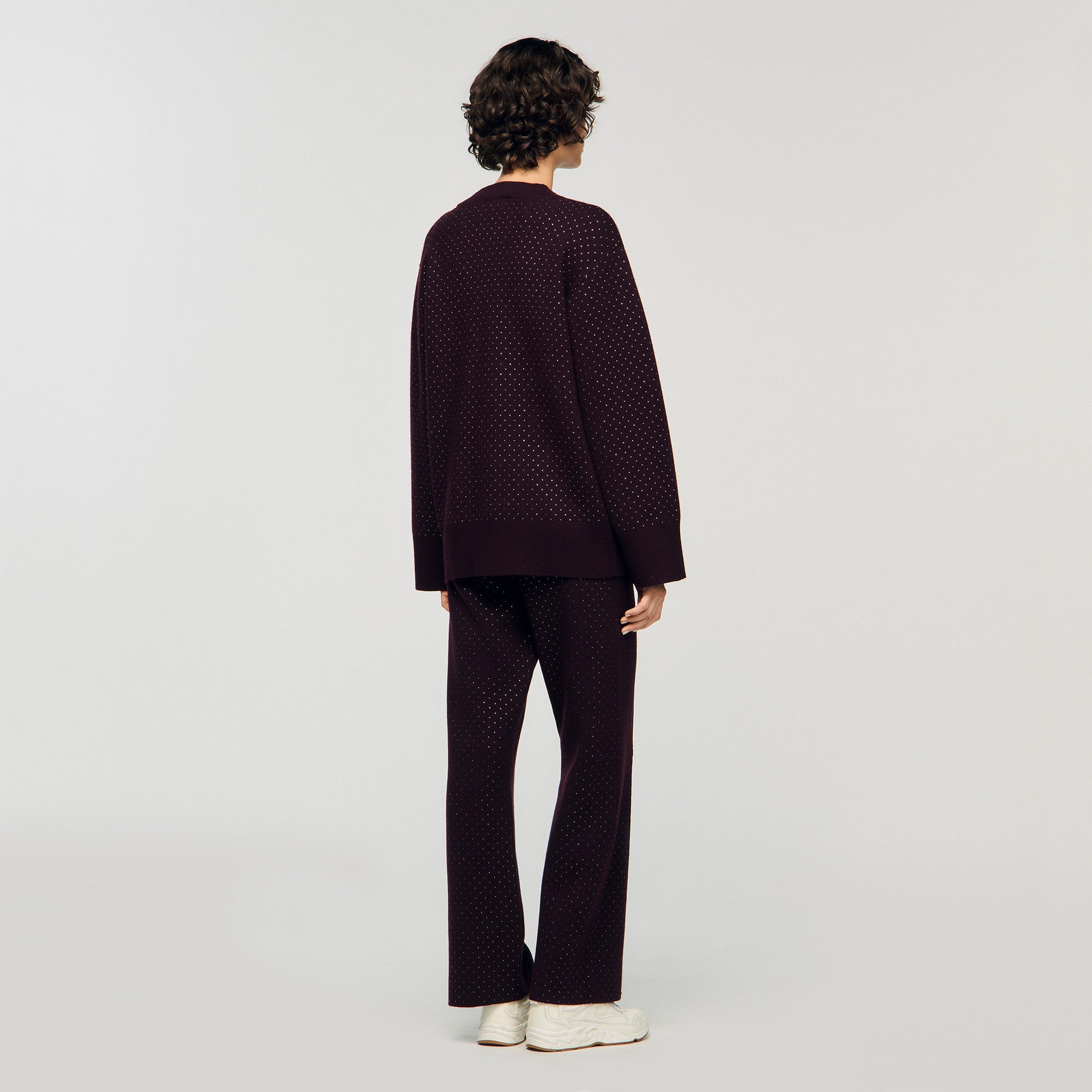 Vaddy Long Rhinestone Cardigan Purple