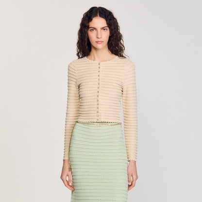 Studded Cardigan Beige