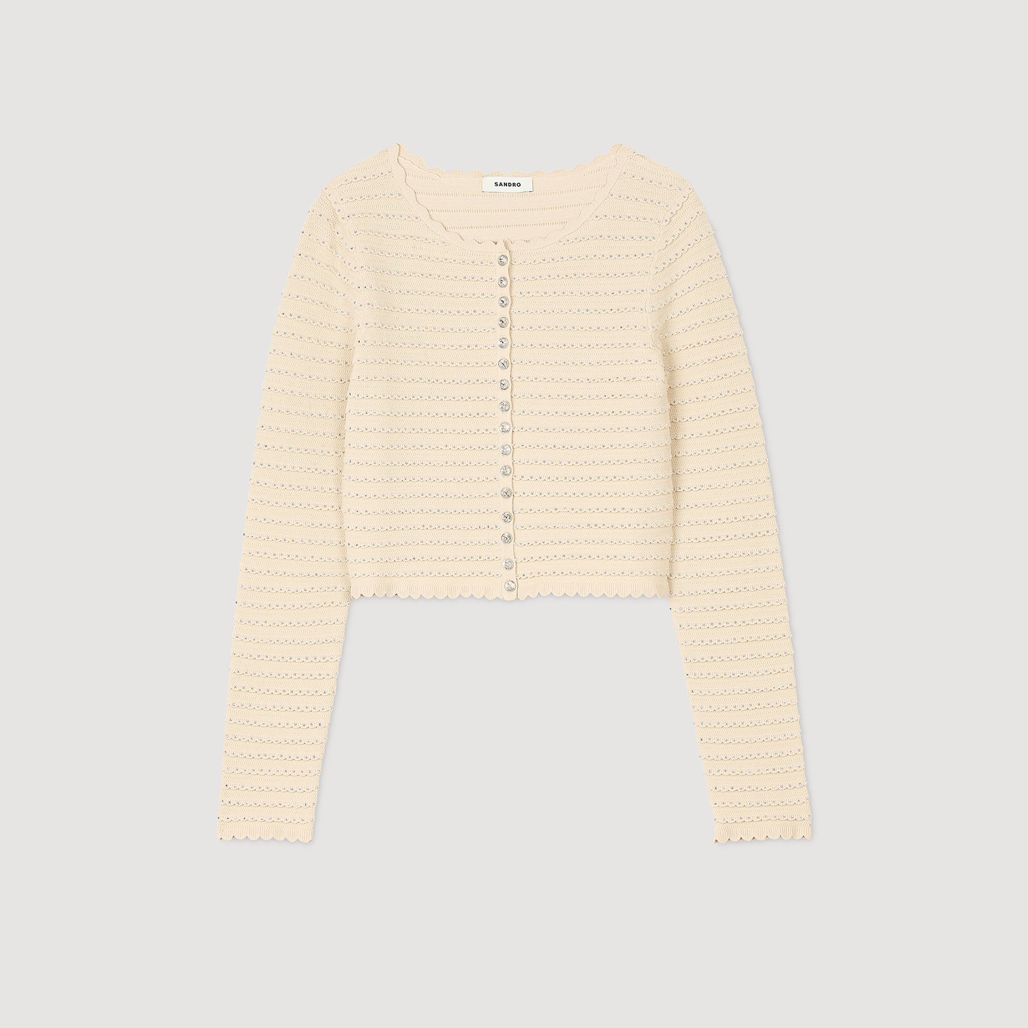 Studded Cardigan Beige