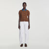 Mado Cardigan with denim collar Brown