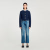 Meunie Cardigan With Ruffle Collar Navy Blue