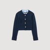 Meunie Cardigan With Ruffle Collar Navy Blue