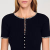 Manuel Cropped Beaded Cardigan Black