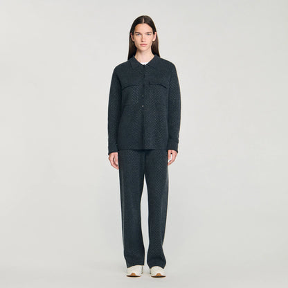 Vava Long Rhinestone Cardigan Charcoal Grey