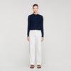 Flavio Cropped Textured Knit Cardigan Navy Blue