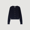 Flavio Cropped Textured Knit Cardigan Navy Blue
