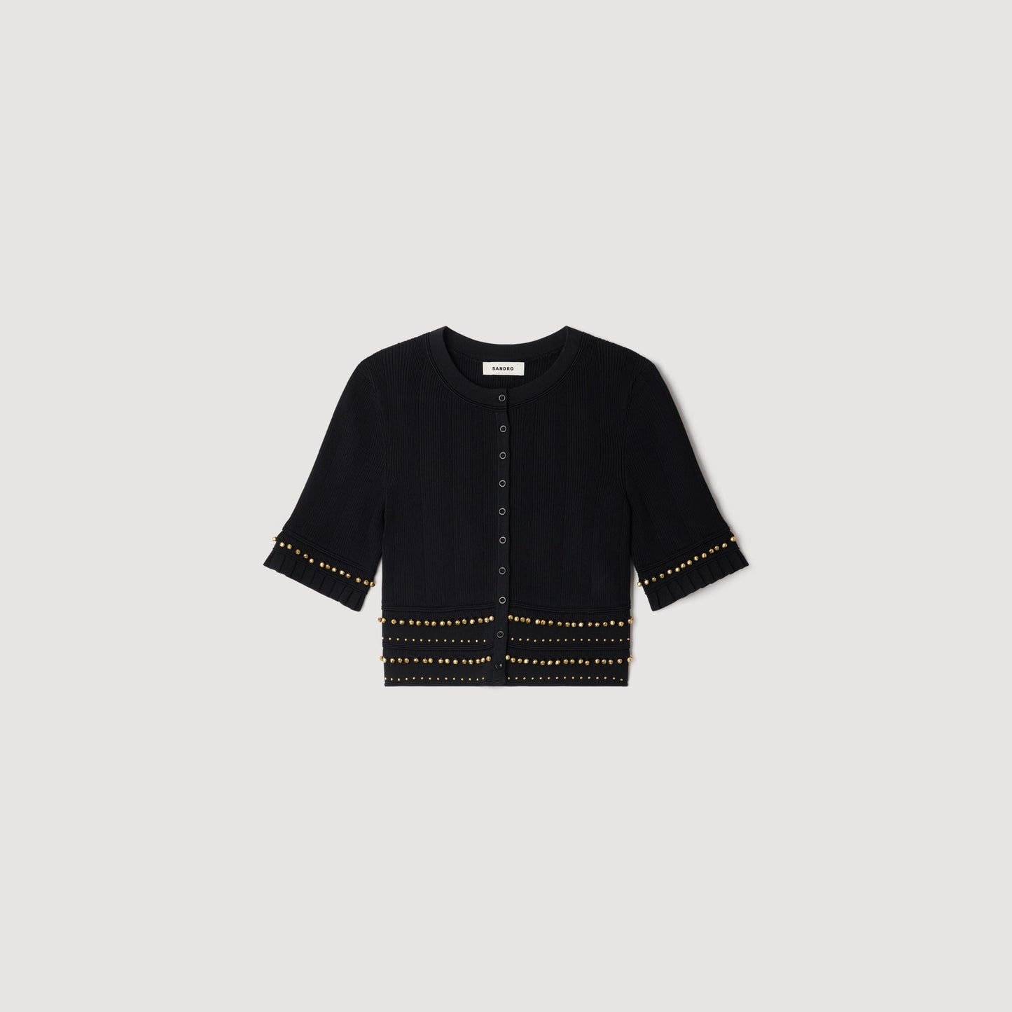 Oria Cropped cardigan with tassels Black